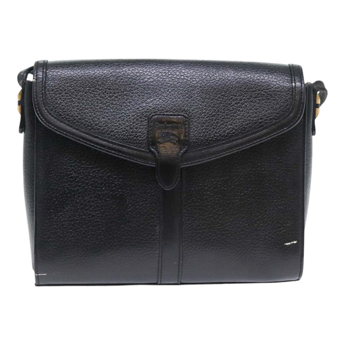 Burberrys Shoulder Bag Leather Black Gold Auth bs17822