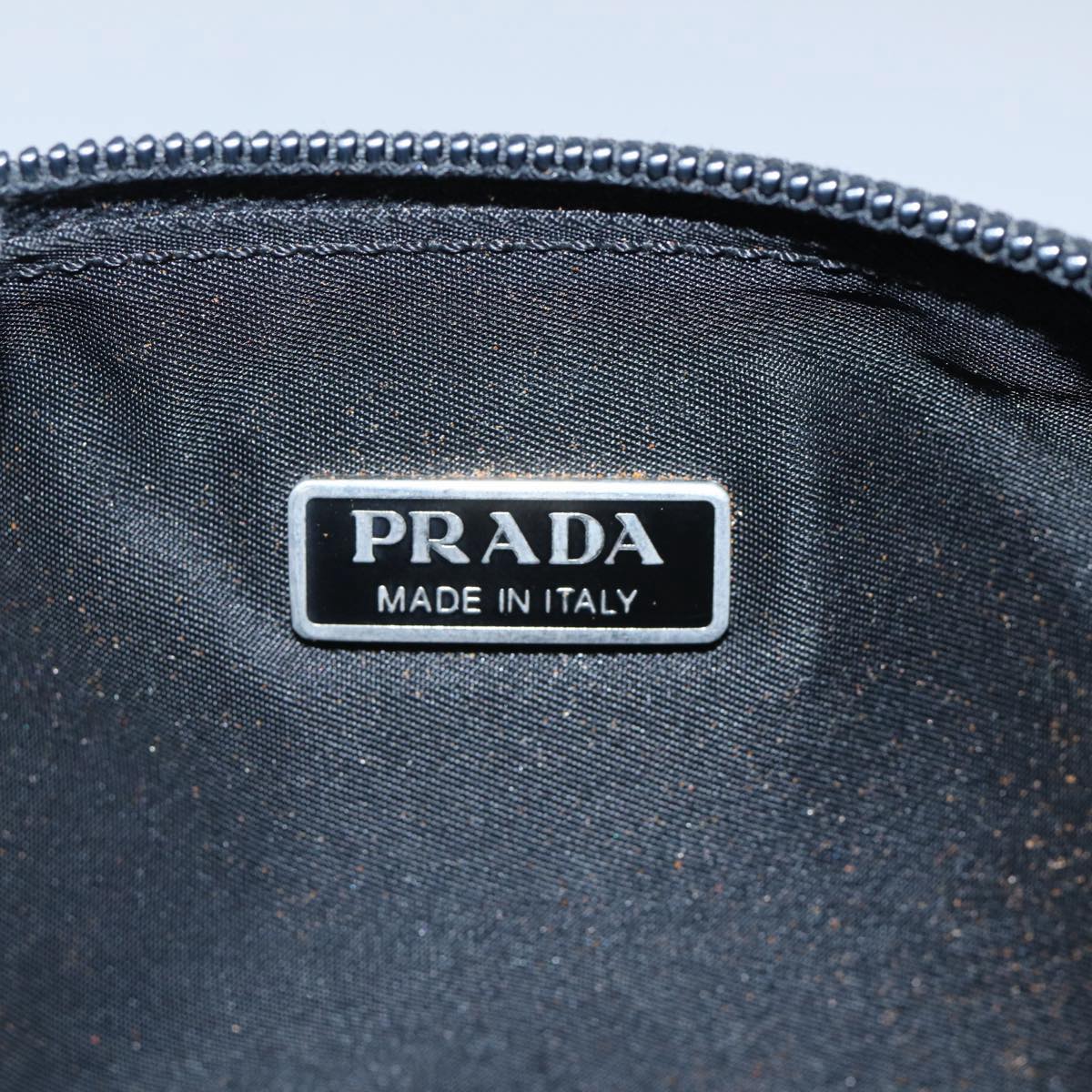 PRADA Accessory Pouch Nylon Black Silver Auth bs17843