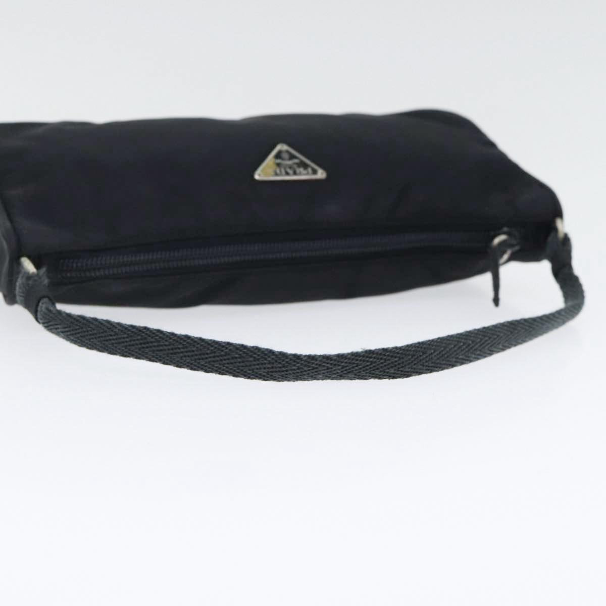 PRADA Accessory Pouch Nylon Black Silver Auth bs17843