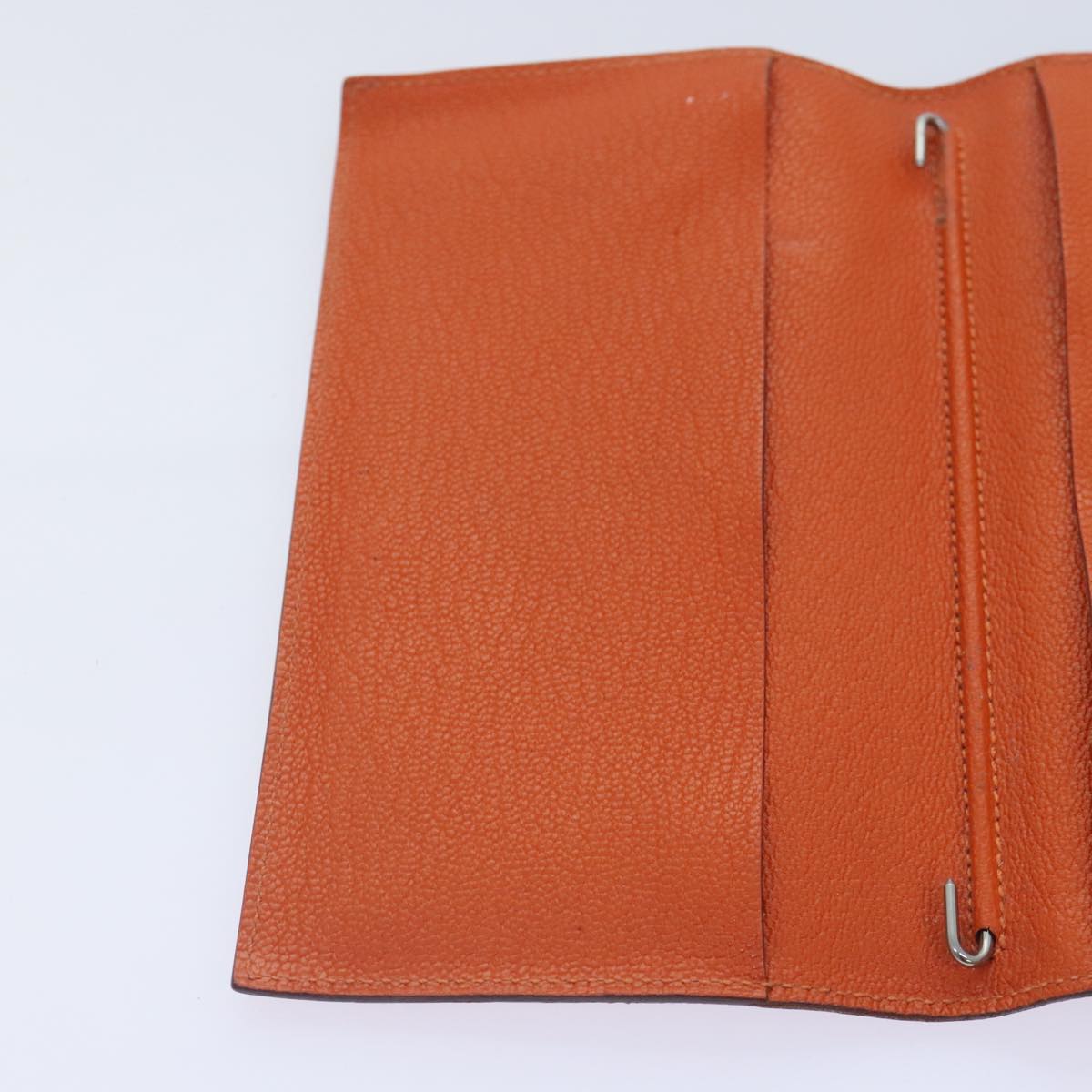 HERMES Agenda Vision Day Planner Cover Leather Orange Silver Auth bs17846