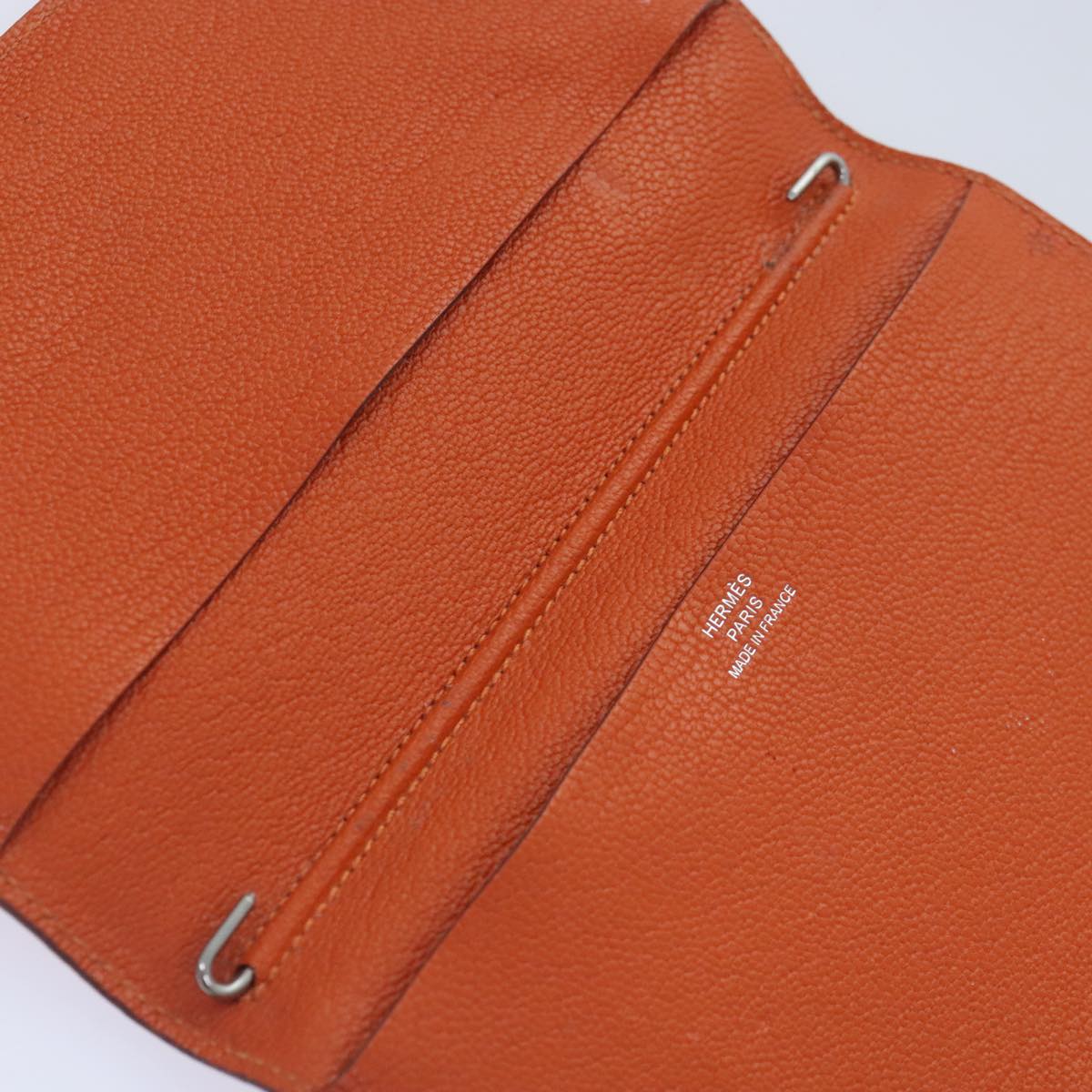 HERMES Agenda Vision Day Planner Cover Leather Orange Silver Auth bs17846