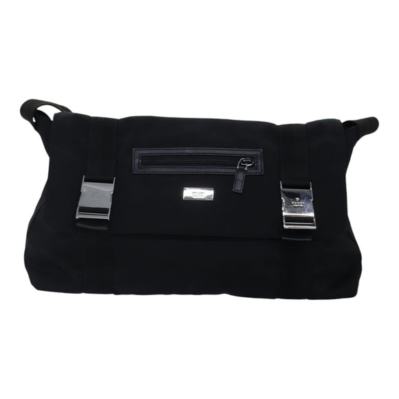 GUCCI Shoulder Bag Nylon Black Silver 122374 Auth bs17862