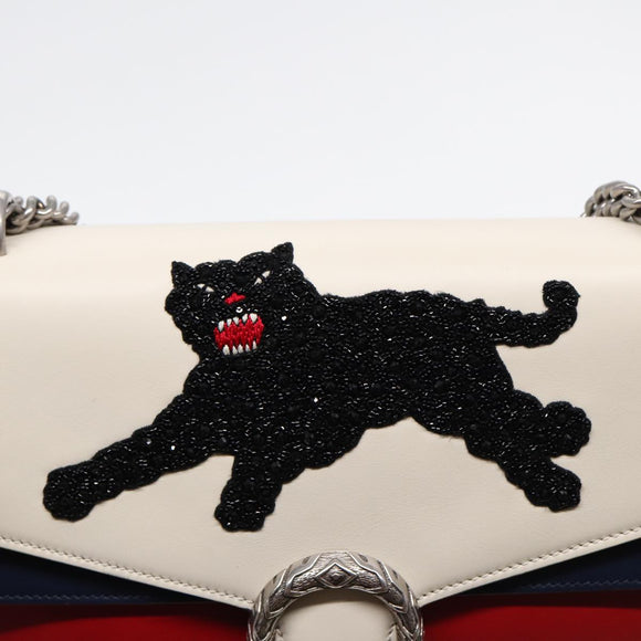GUCCI Chain Dionysus Panther Shoulder Bag Leather Multicolor 403348 Auth bs17863V