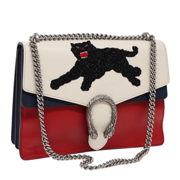 GUCCI Chain Dionysus Panther Shoulder Bag Leather Multicolor 403348 Auth bs17863V