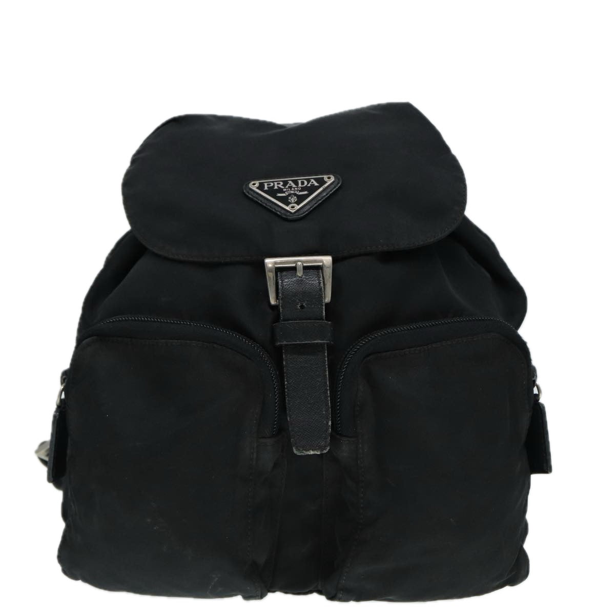 PRADA Backpack Nylon Black Silver Auth bs17868