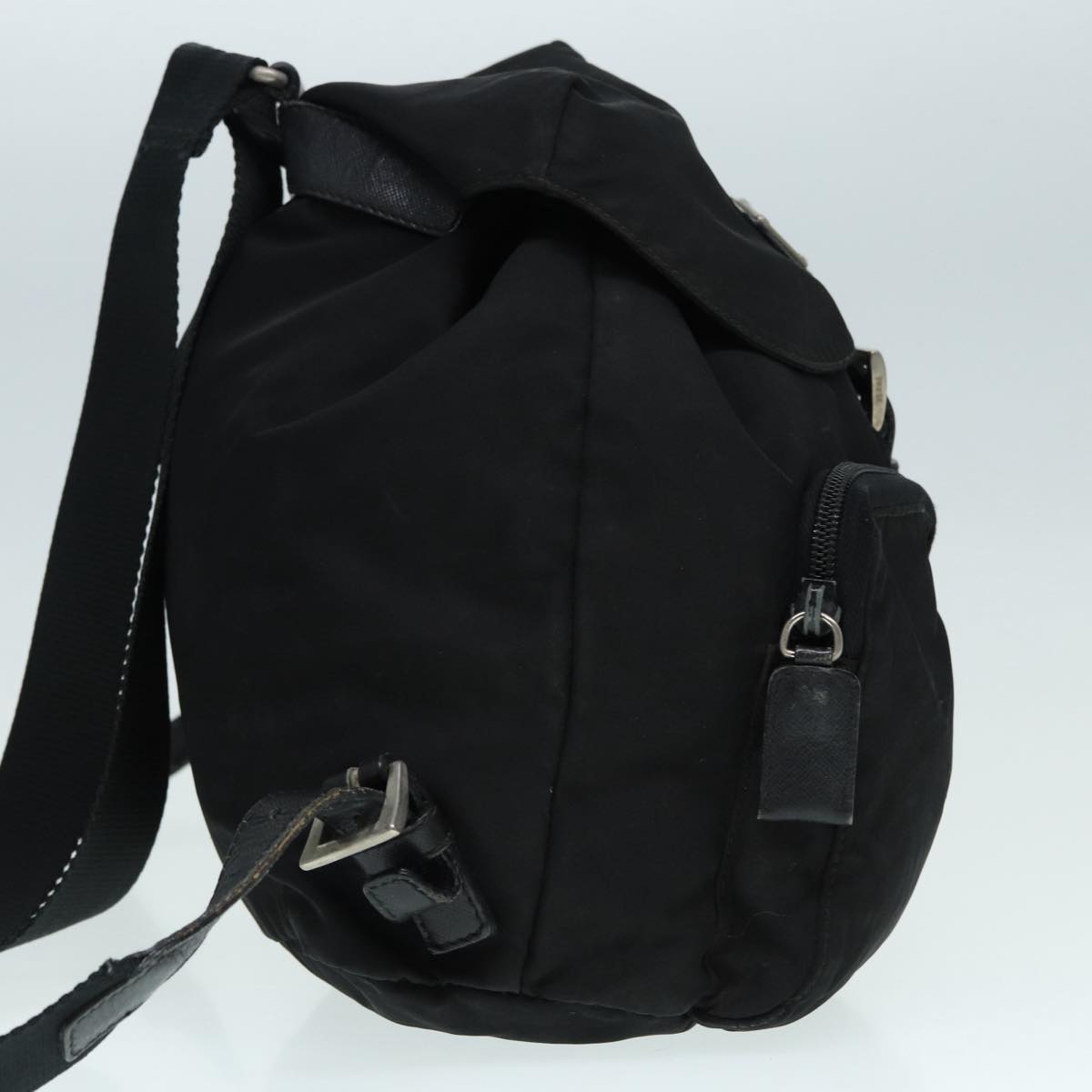 PRADA Backpack Nylon Black Silver Auth bs17868