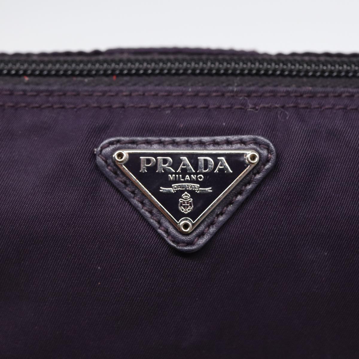 PRADA Pouch Nylon Purple Silver Auth bs17869