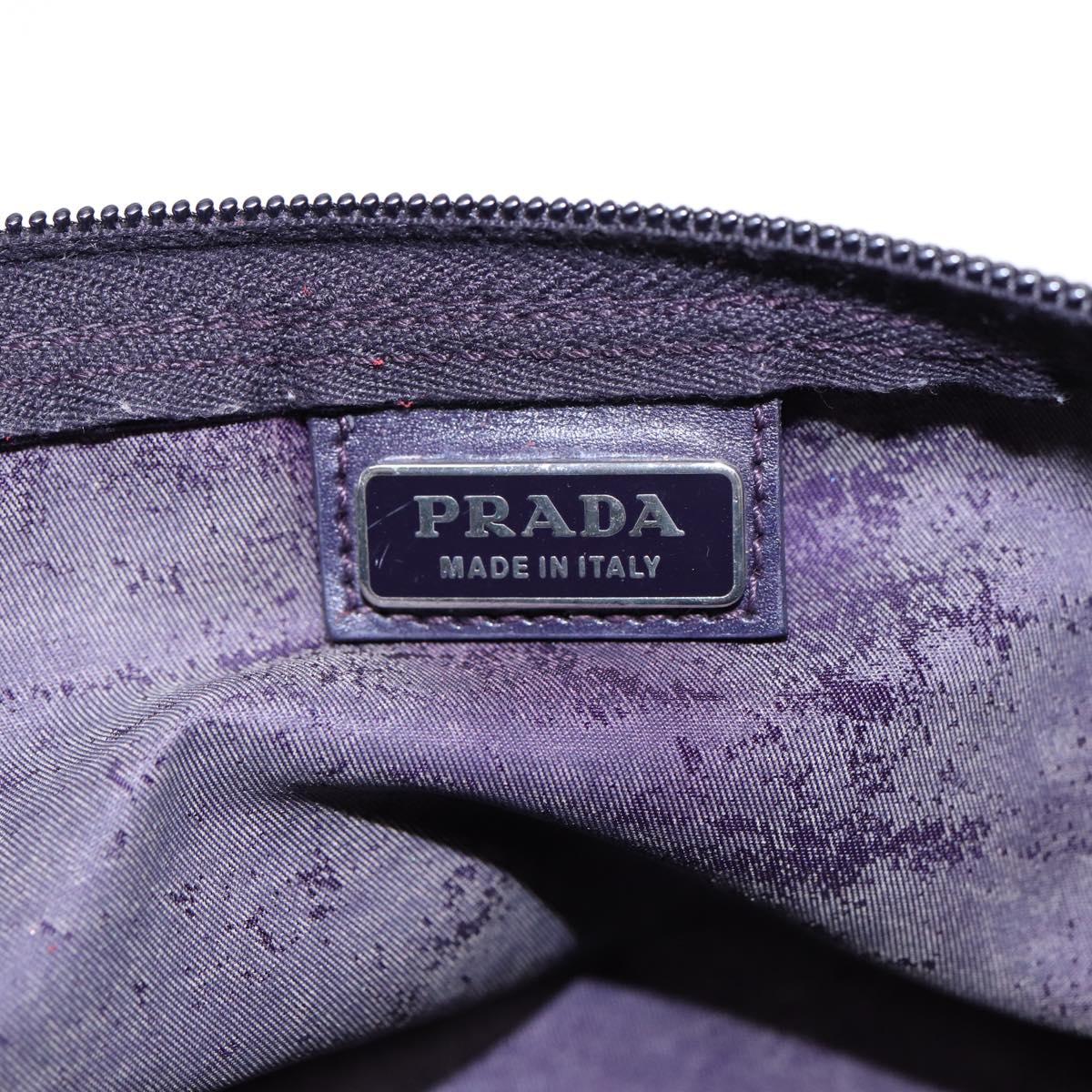 PRADA Pouch Nylon Purple Silver Auth bs17869