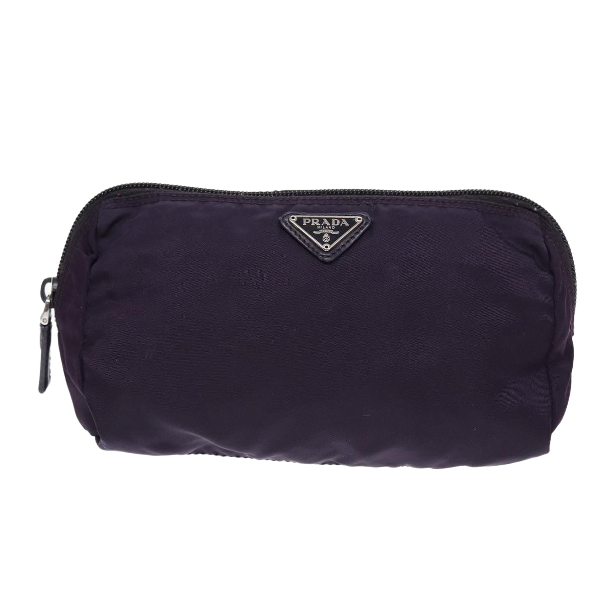 PRADA Pouch Nylon Purple Silver Auth bs17869