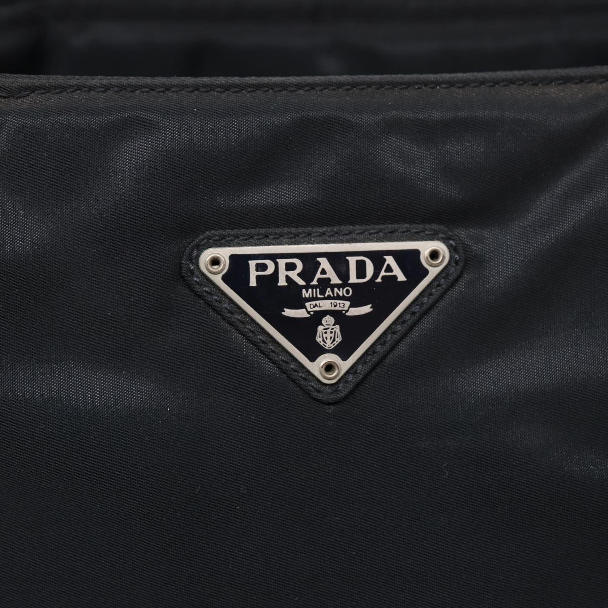 PRADA Hand Bag Nylon Navy Silver Auth bs17870