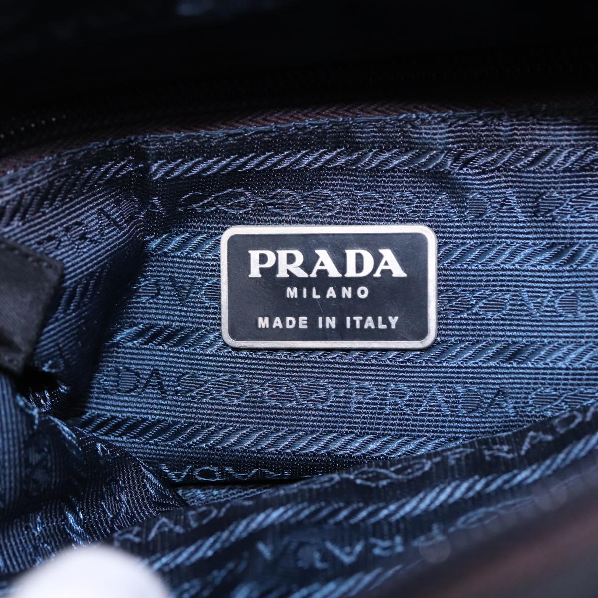 PRADA Hand Bag Nylon Navy Silver Auth bs17870