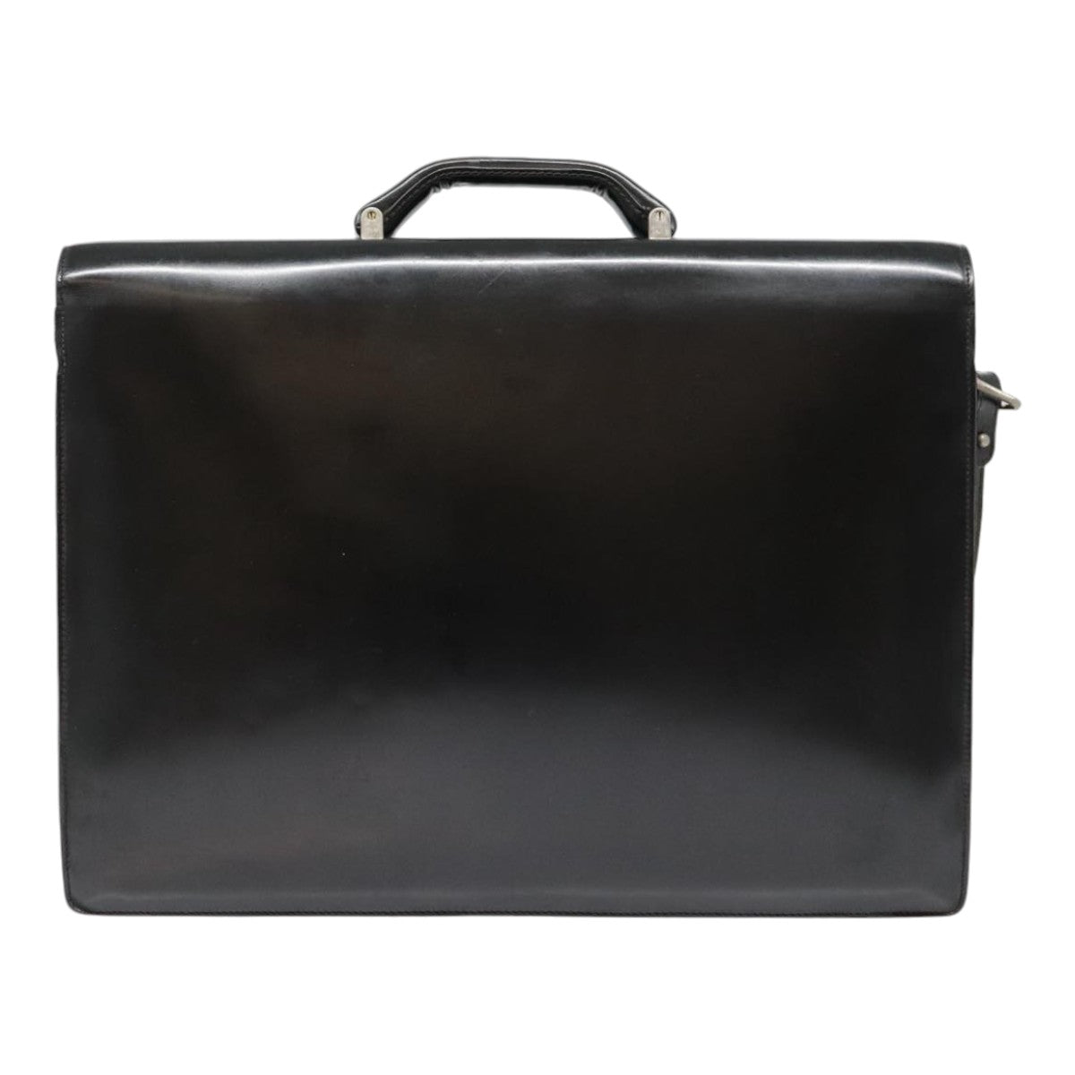 Salvatore Ferragamo Briefcase Leather Black Silver Auth bs17874