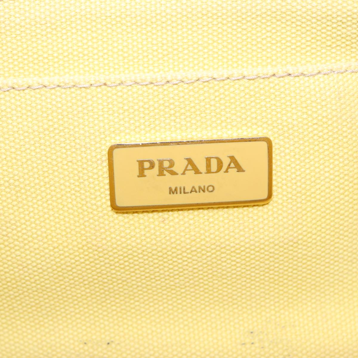 PRADA Canapa PM Hand Bag Canvas Yellow Gold Auth bs17875