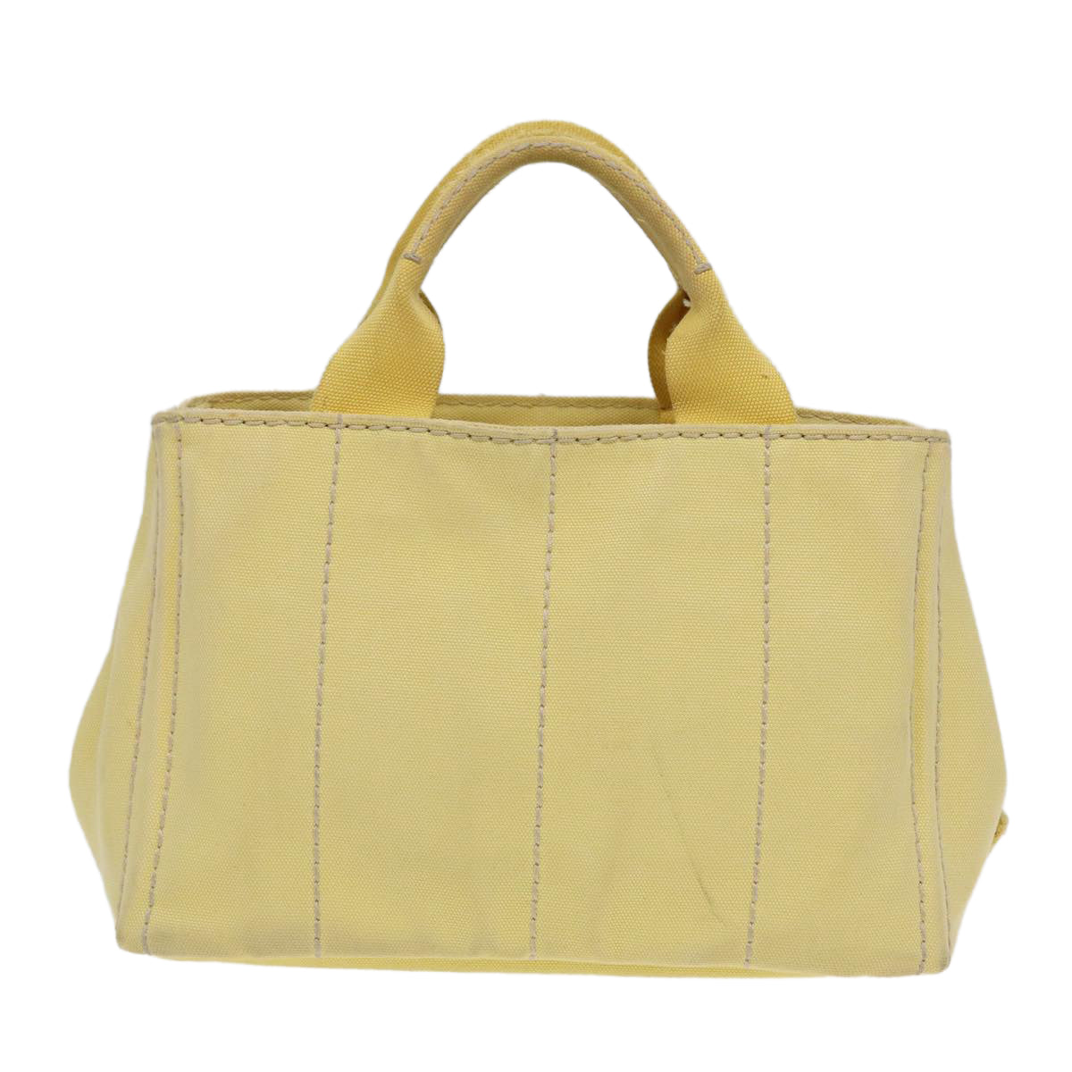 PRADA Canapa PM Hand Bag Canvas Yellow Gold Auth bs17875 - 0