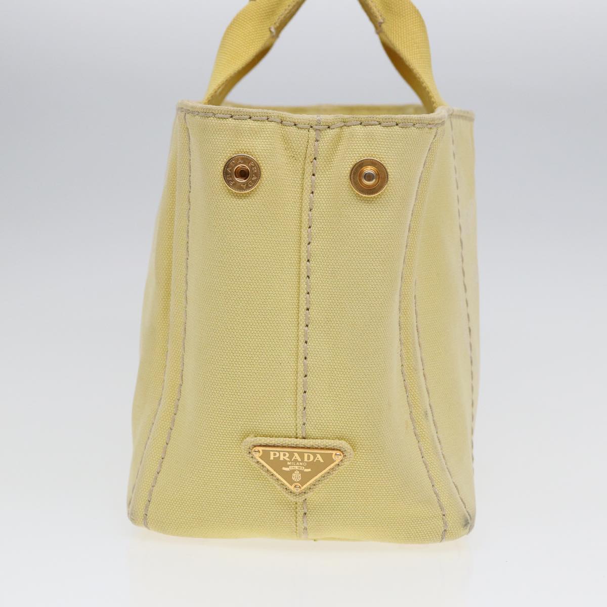 PRADA Canapa PM Hand Bag Canvas Yellow Gold Auth bs17875