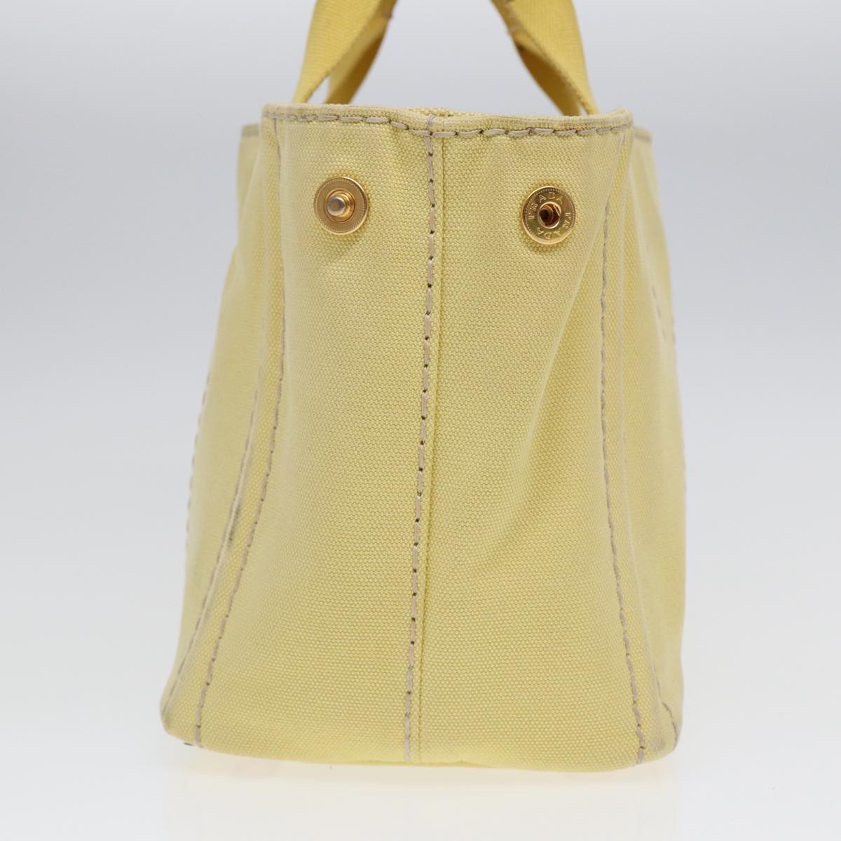 PRADA Canapa PM Hand Bag Canvas Yellow Gold Auth bs17875