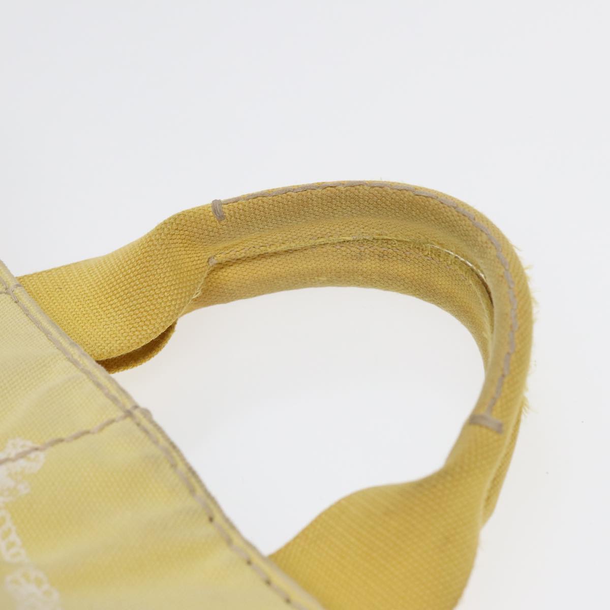 PRADA Canapa PM Hand Bag Canvas Yellow Gold Auth bs17875