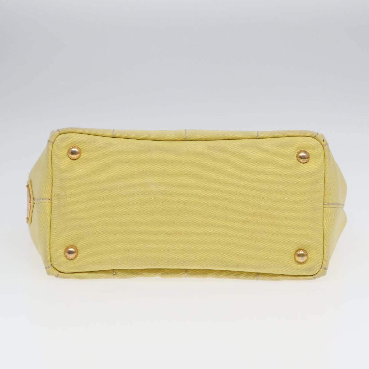 PRADA Canapa PM Hand Bag Canvas Yellow Gold Auth bs17875