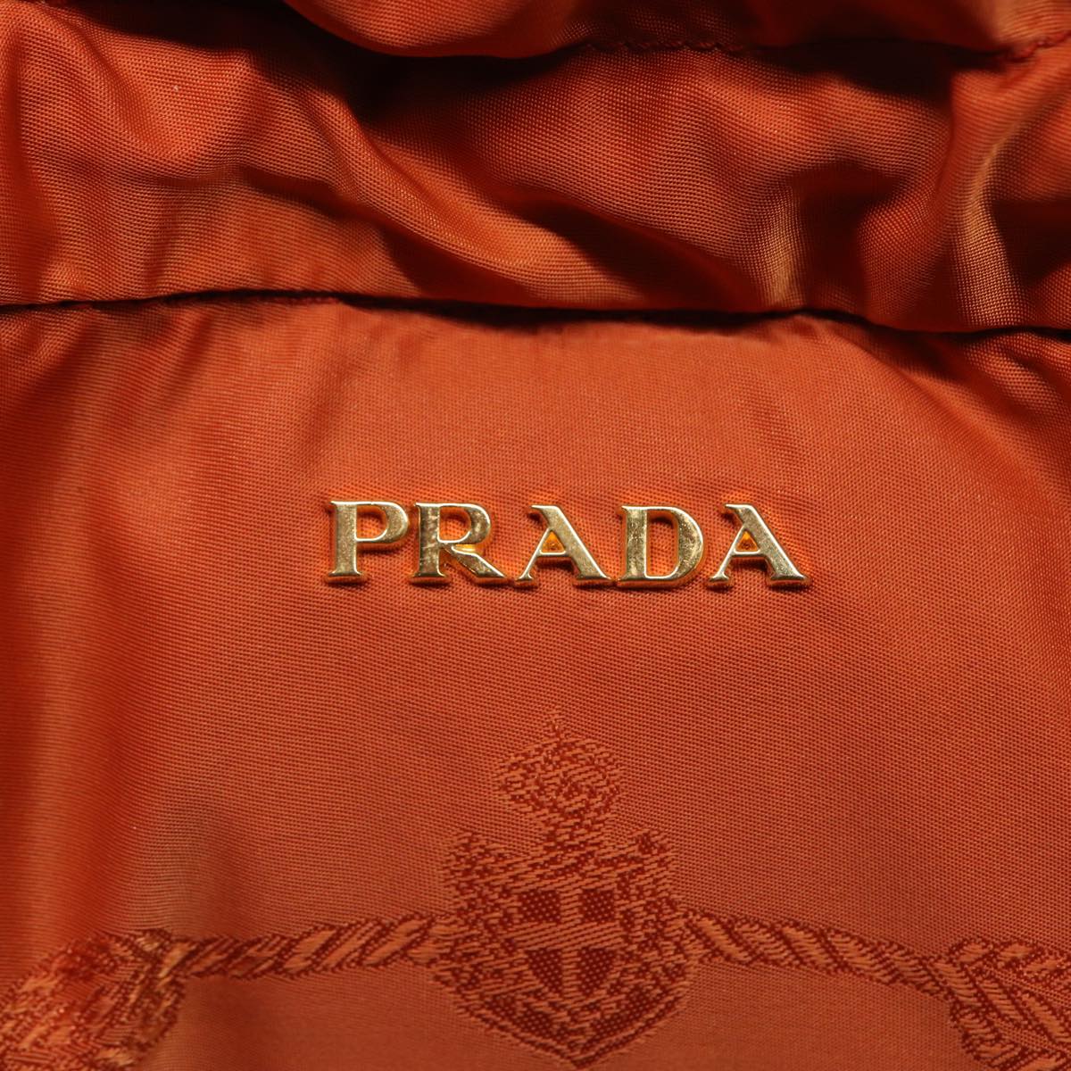 PRADA Tote Bag Nylon Orange Gold Auth bs17878