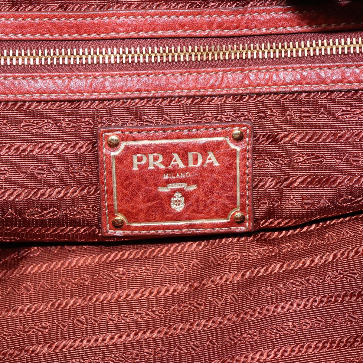 PRADA Tote Bag Nylon Orange Gold Auth bs17878