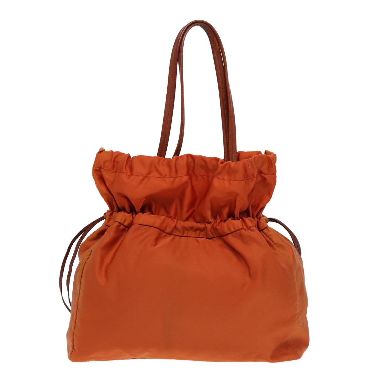 PRADA Tote Bag Nylon Orange Gold Auth bs17878 - 0