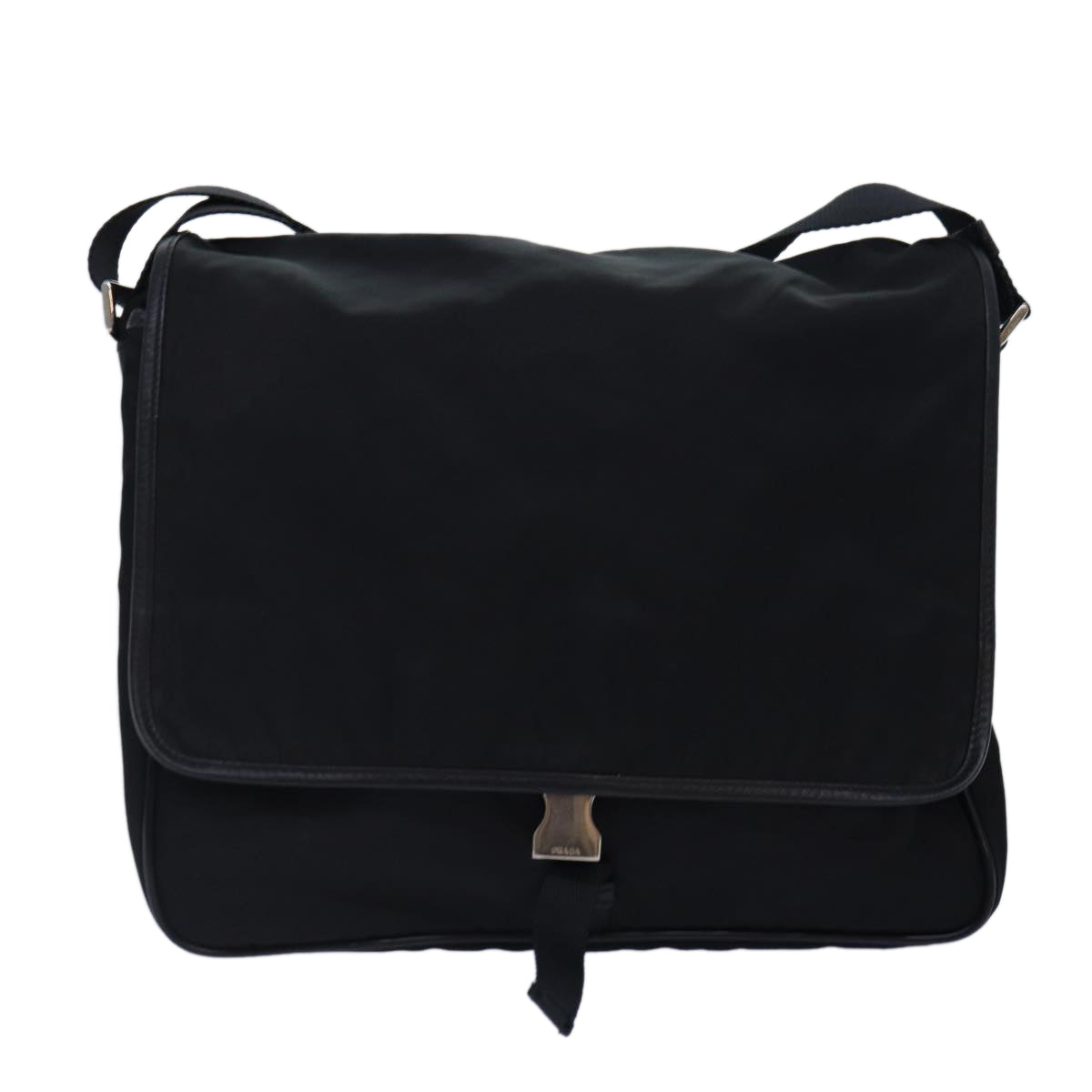 PRADA Shoulder Bag Nylon Black Silver Auth bs17880