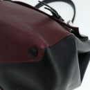 PRADA Hand Bag Leather Wine Red Silver Auth bs17882-14