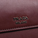 PRADA Hand Bag Leather Wine Red Silver Auth bs17882-18