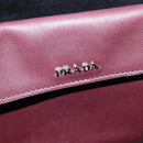 PRADA Hand Bag Leather Wine Red Silver Auth bs17882-19