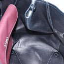 PRADA Hand Bag Leather Wine Red Silver Auth bs17882-20