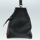 PRADA Hand Bag Leather Wine Red Silver Auth bs17882-3