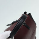 PRADA Hand Bag Leather Wine Red Silver Auth bs17882-7