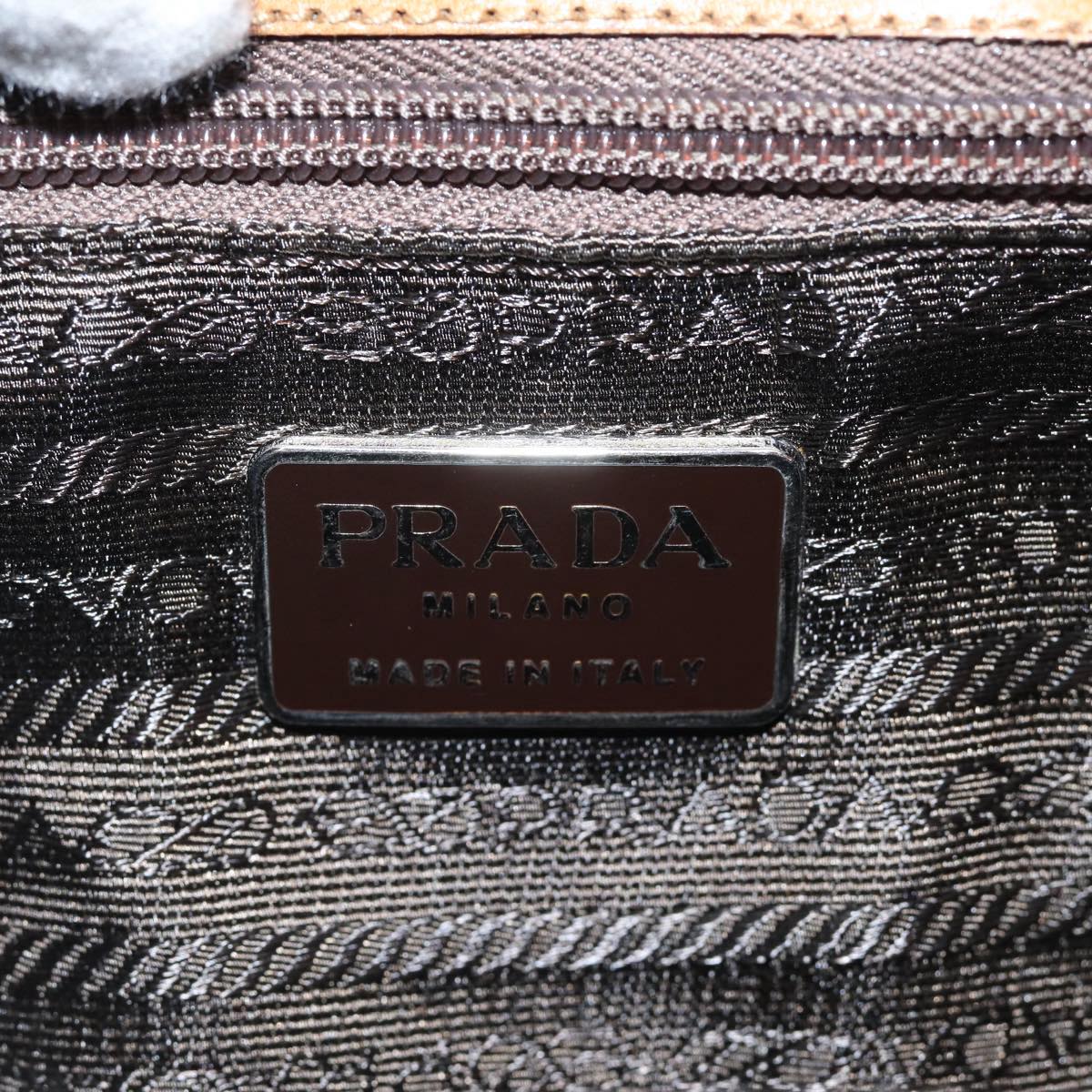 PRADA Shoulder Bag Leather Brown Silver Auth bs17883