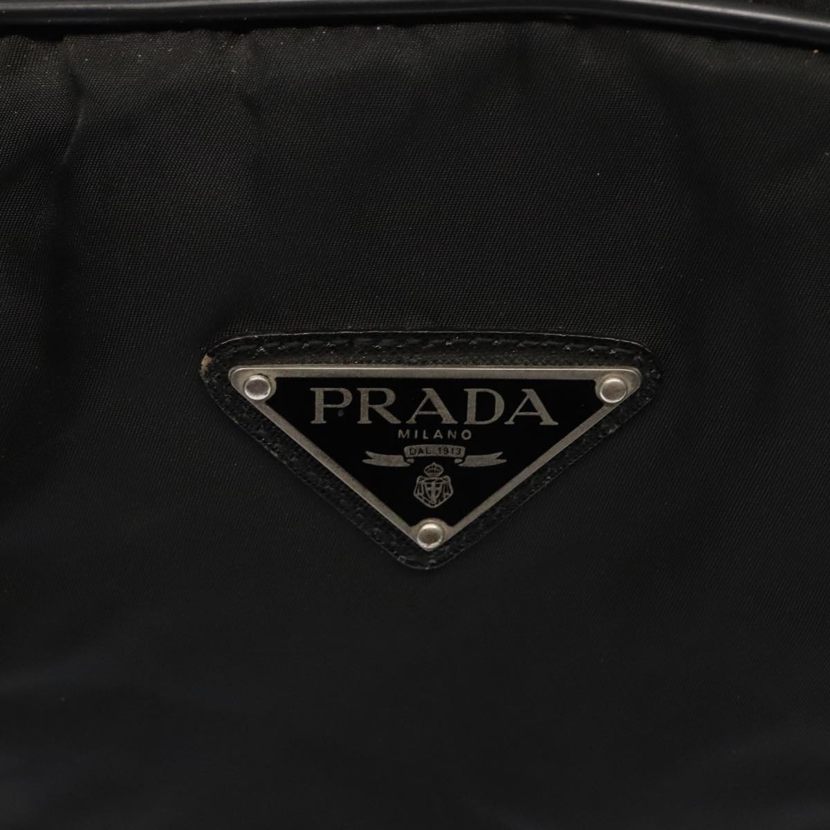 PRADA Boston Bag Nylon Black Silver Auth bs17884