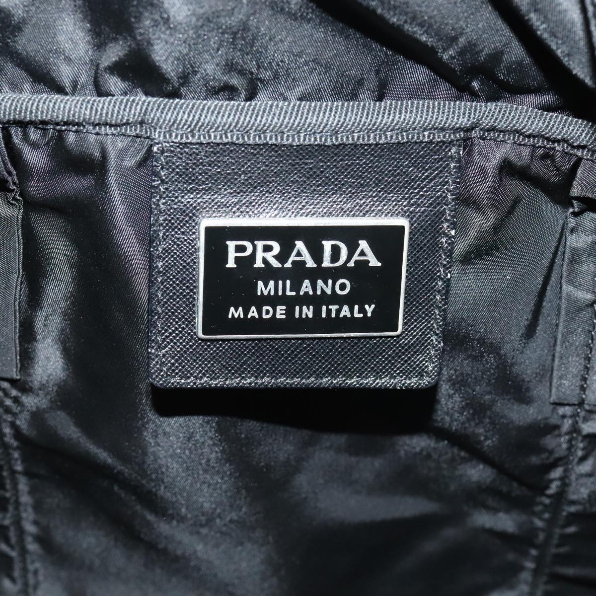 PRADA Boston Bag Nylon Black Silver Auth bs17884