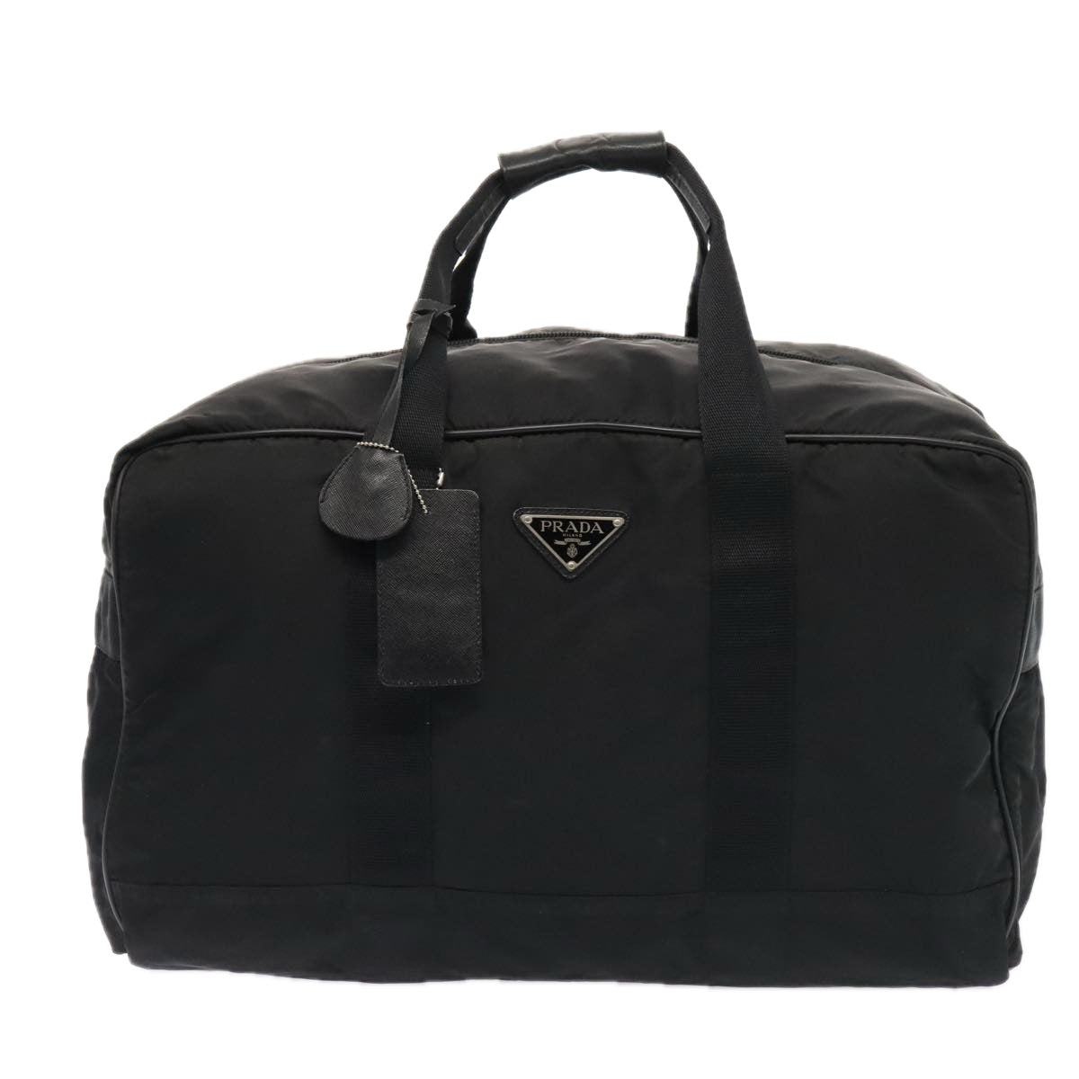 PRADA Boston Bag Nylon Black Silver Auth bs17884 - 0