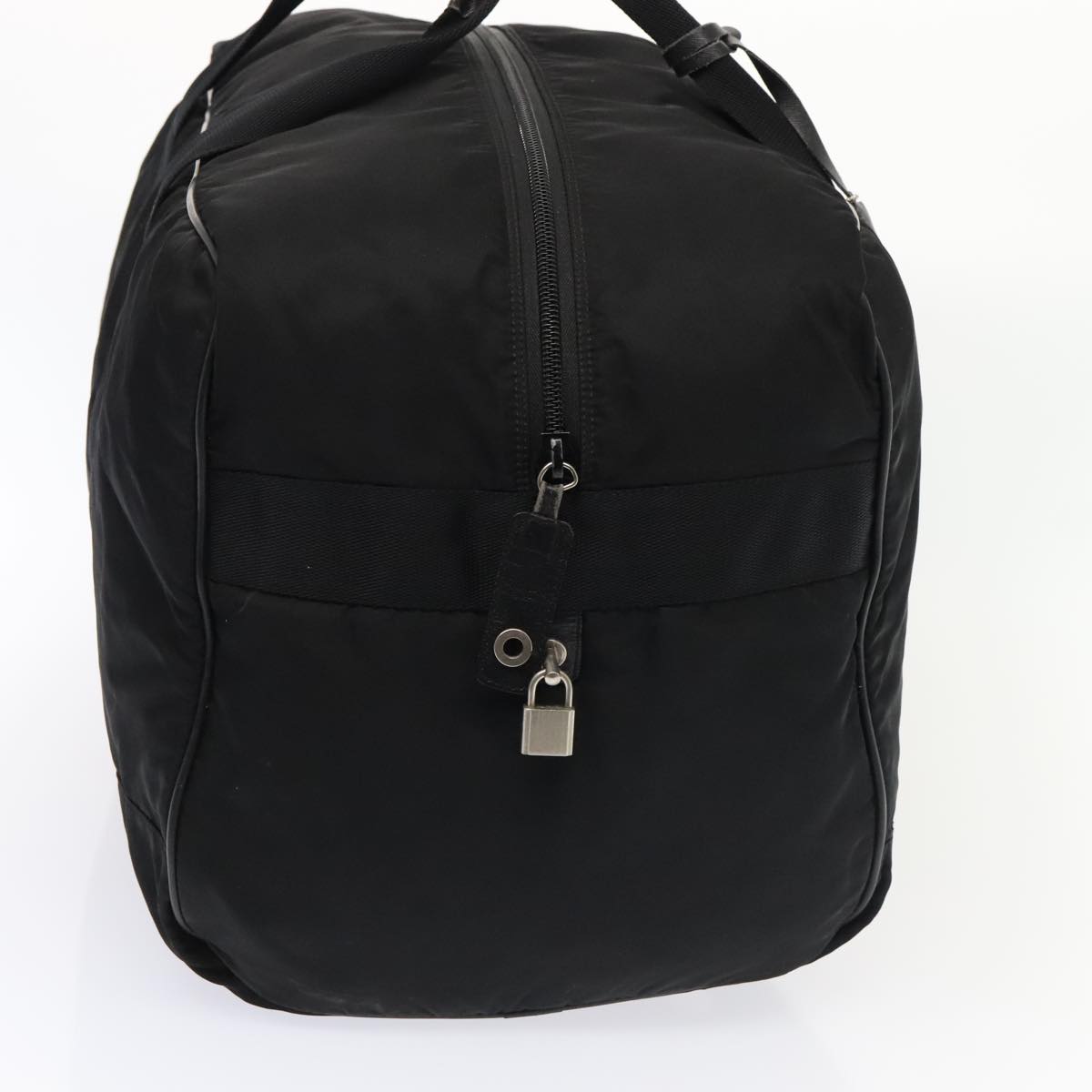 PRADA Boston Bag Nylon Black Silver Auth bs17884