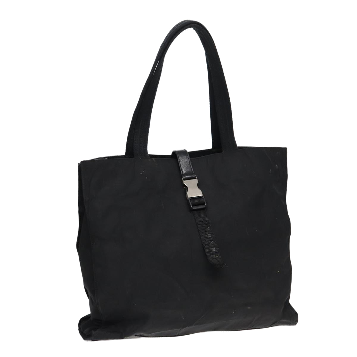 PRADA Tote Bag Nylon Silver Black Auth bs17885