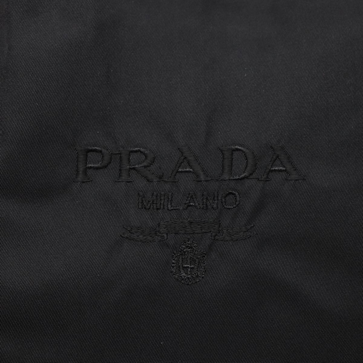 PRADA Tote Bag Nylon Silver Black Auth bs17886