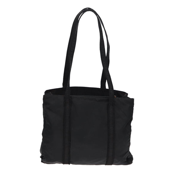 PRADA Tote Bag Nylon Silver Black Auth bs17886
