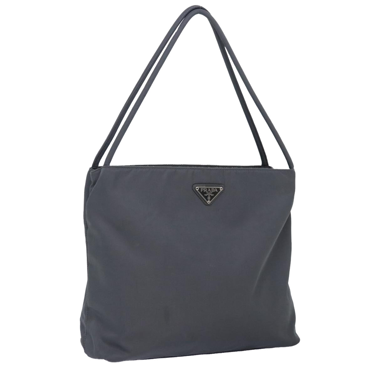 PRADA Tote Bag Nylon Gray Silver Auth bs17910