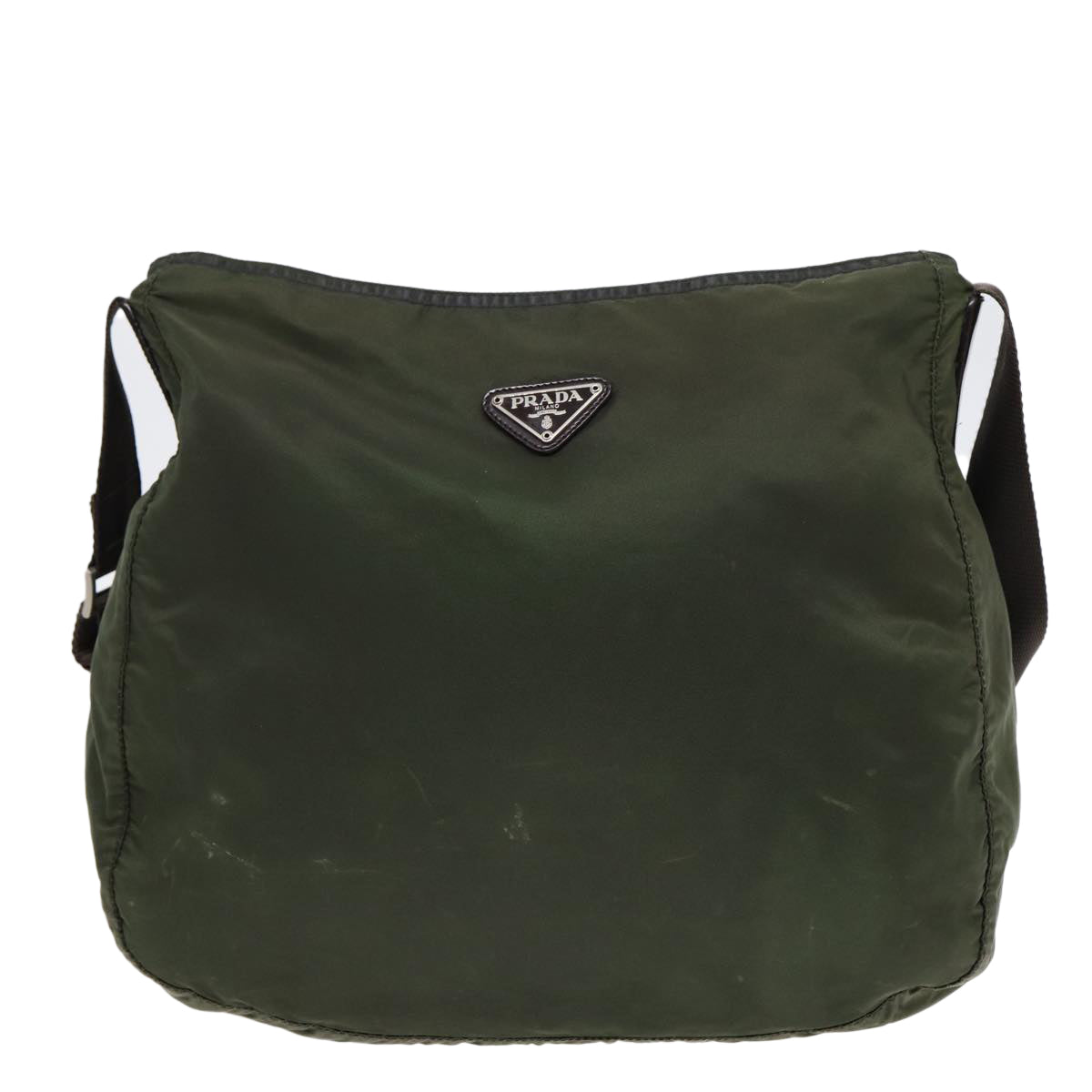 PRADA Shoulder Bag Nylon Green Silver Auth bs17911