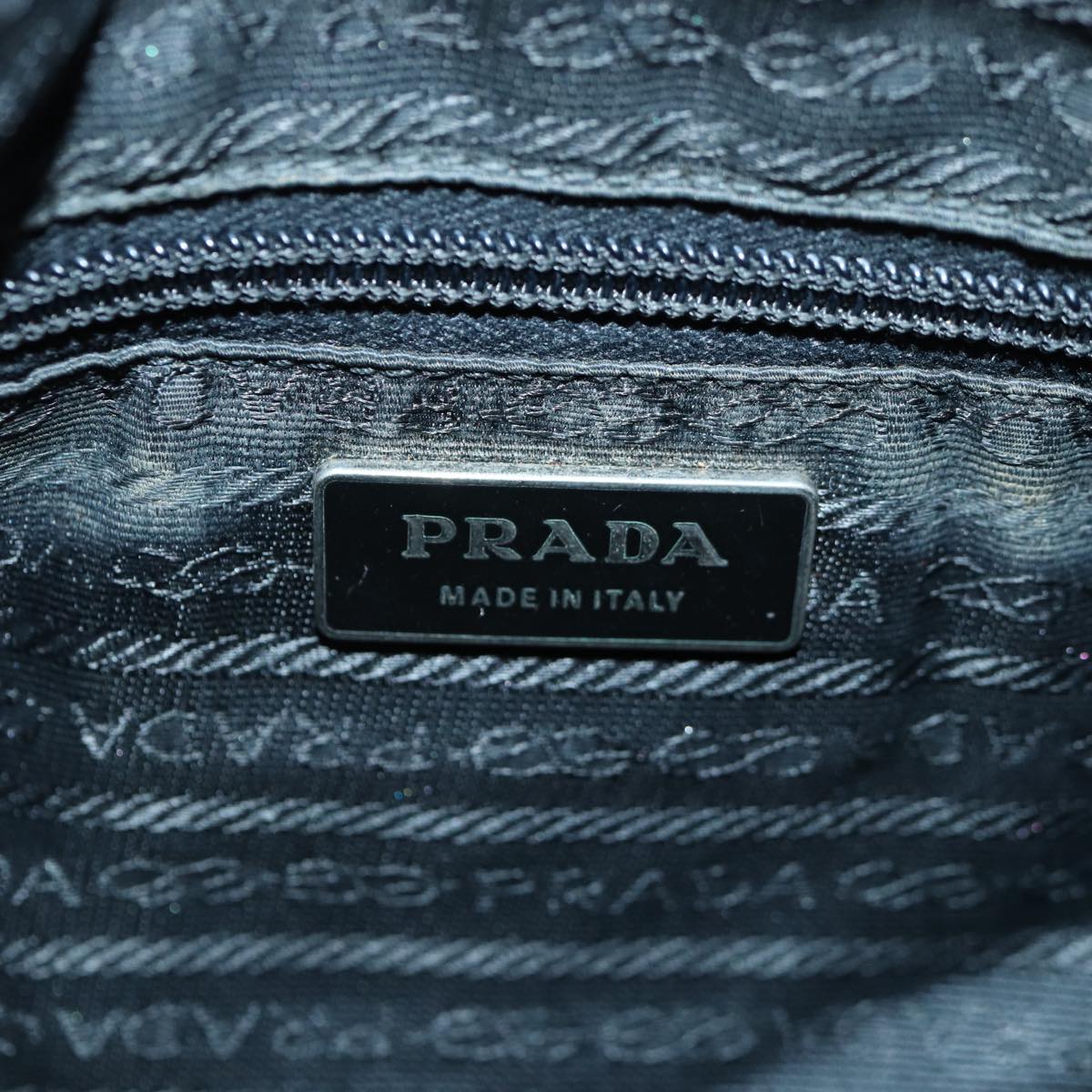 PRADA Shoulder Bag Nylon Black Silver Auth bs17913