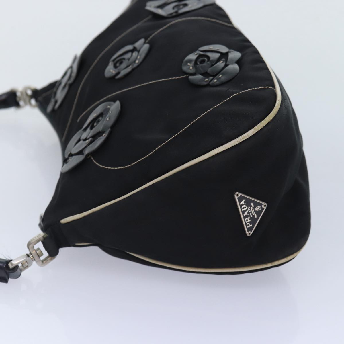 PRADA Shoulder Bag Nylon Black Silver Auth bs17913