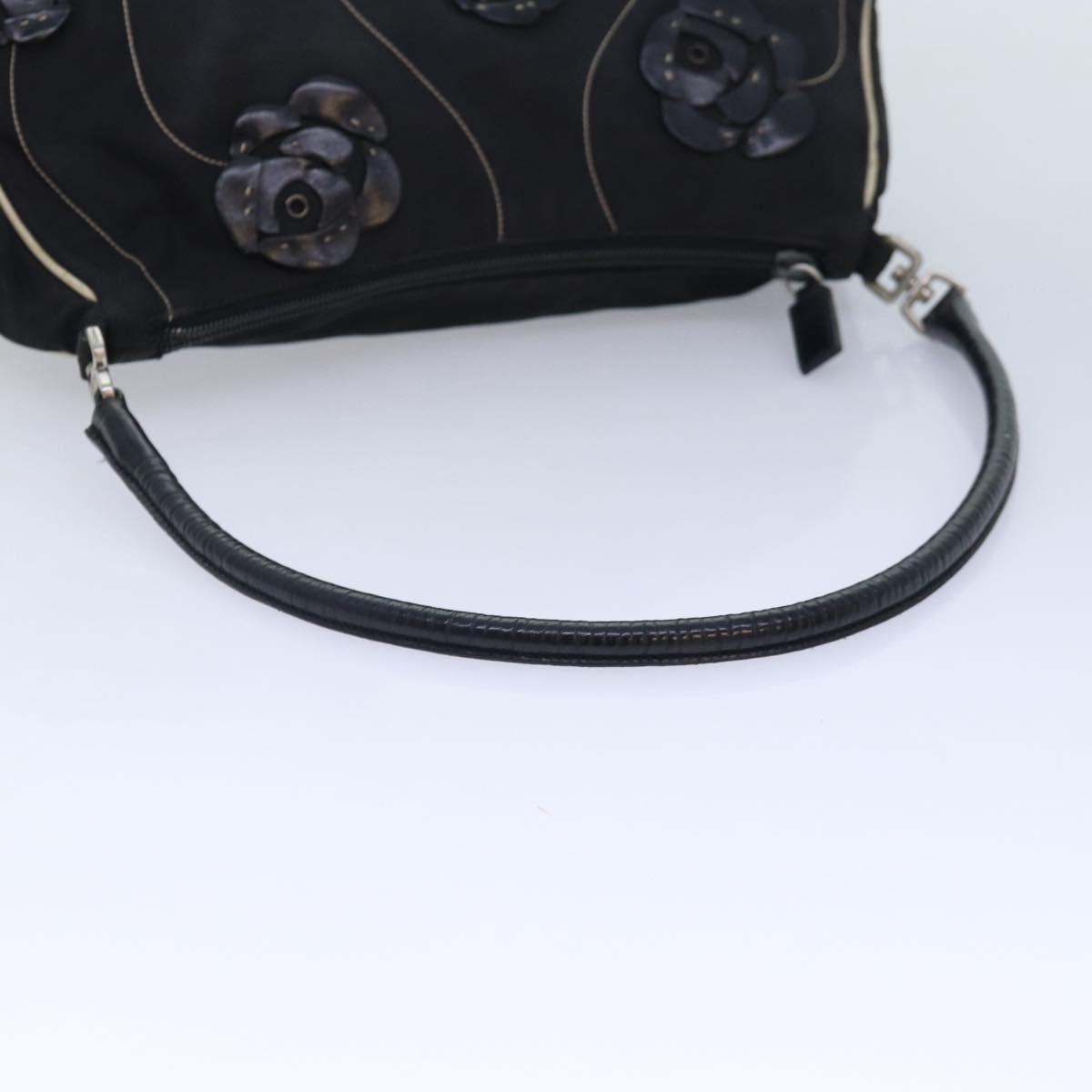 PRADA Shoulder Bag Nylon Black Silver Auth bs17913