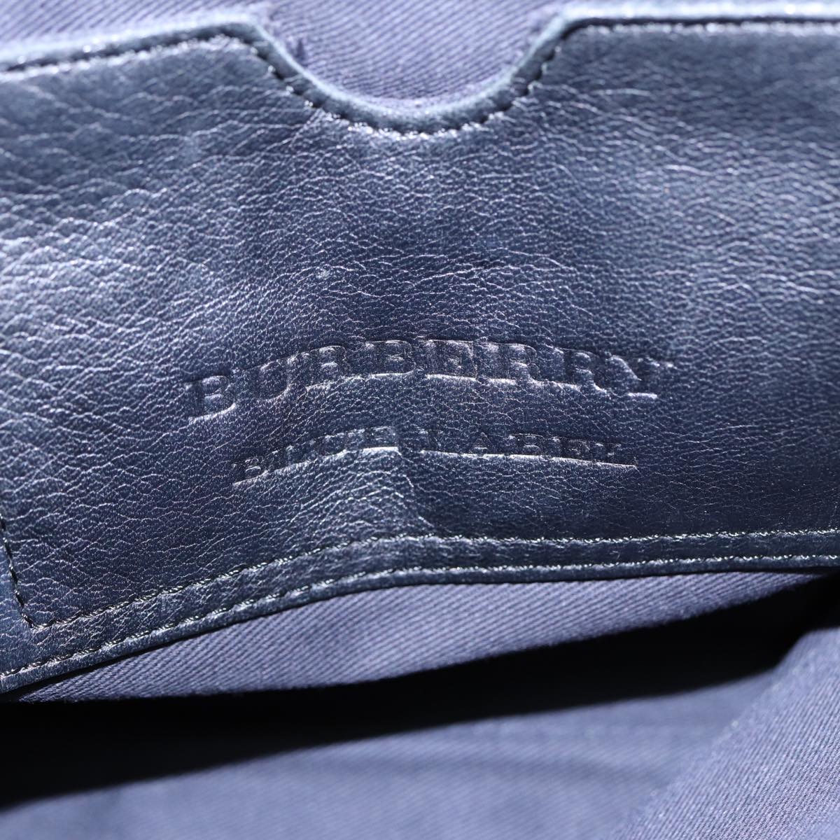 BURBERRY Tote Bag Corduroy Leather Black Silver Auth bs17934