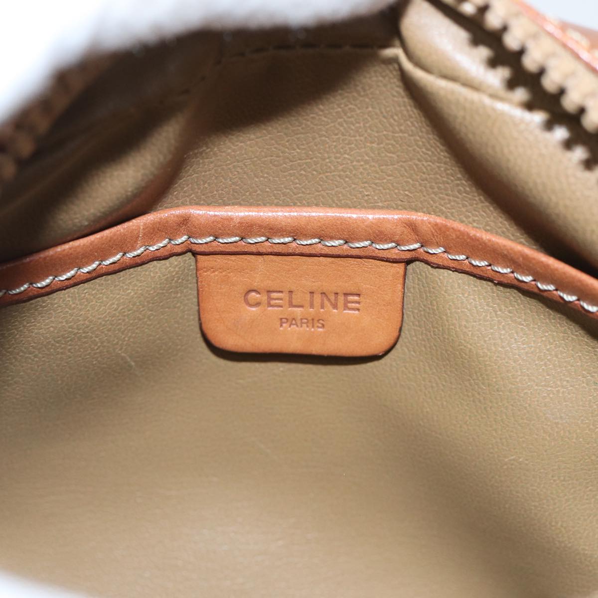 CELINE Macadam Canvas Shoulder Bag PVC Leather Brown Gold Auth bs17938