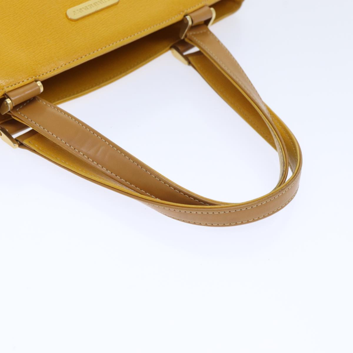 BURBERRY Hand Bag Leather Yellow Gold Auth bs17941