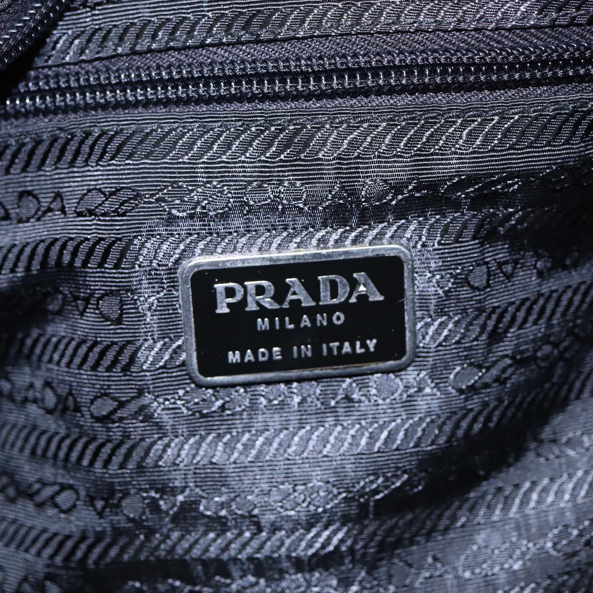 PRADA Tote Bag Nylon Black Silver Auth bs17948