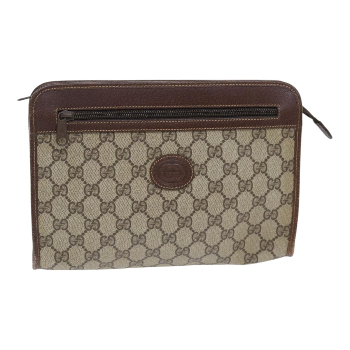 GUCCI GG Supreme Clutch Bag PVC Beige 014 115 6863 Auth bs17950